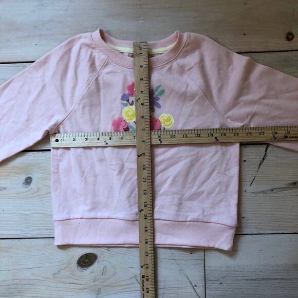 Cat & Jack NWT Girls Long Sleeve French Terry Floral Pullover Sweatshirt S (6/7) - Picture 7 of 7
